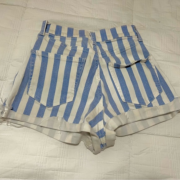 Blue and white stripped shorts, size 0, Express - Picture 3 of 4
